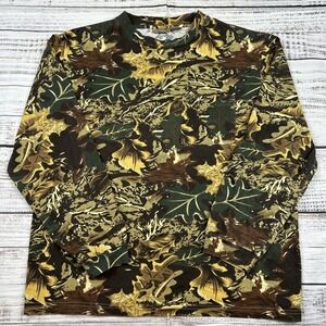 Vintage Rugged Earth Outfitters Mens Pocket T Shirt Sz M Long Sleeve Brown Camo